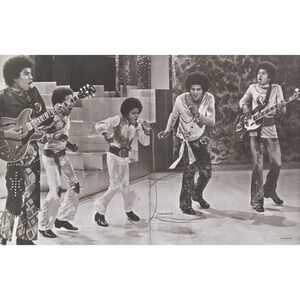 Michael Jackson c. early 1970s with Jackson 5 Live Performance Two Page Print